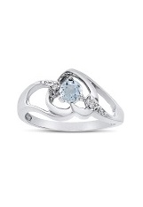 catchy white gold round aquamarine gemstone diamond heart birthstone baby ring